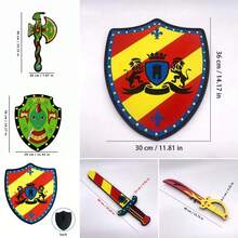 1pc Foam Shield Toy Model, Soft Foam Sword And Shield, Realistic Practice Weapon, Suitable For Halloween, Costume Parties, Conventions, Role-Playing, Blocking Practice, Photography Props, Cosplay Knight - Multicolor - View 9