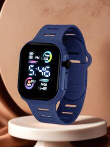 2pcs/1pc Color Display Electronic Watch, Korean Fashion Cool LED Light Couples Digital Watches For Middle School Students