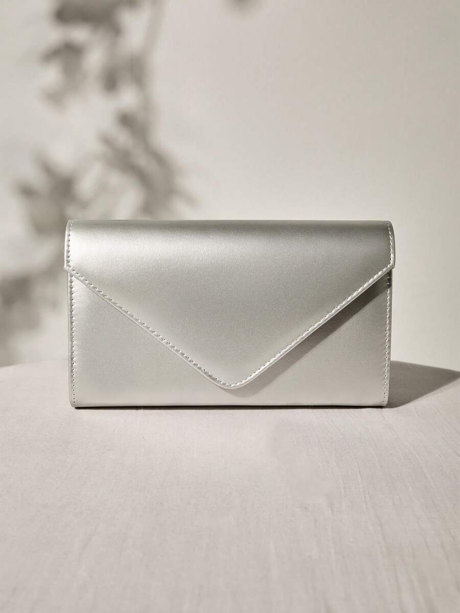 Popular Flashy Material Dinner Bag,High-End Acrylic Envelope Bag,Banquet Evening Bag,Clutch Bag,Versatile Simple Chain Bag,Tready Party Bag & Bride BagTready Bride Bag, Perfect For Party,Wedding, Prom,Dinner/Banquet, Matching With Wedding Dress, Formal Dresses, Prom Dress, Birthday Dress, Party Dress Winter Gifts - Silver - View 1