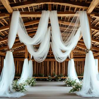 10m White Chiffon Backdrop Curtain, Elegant Wedding Arch Drape Fabric - Multi-Purpose Polyester Decor For Ceremonies, Birthdays, Bridal Showers - Suitable For Festivals And Special Occasions