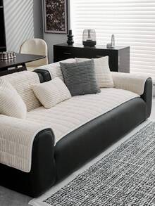 1 件简约绗缝天鹅绒沙发垫套，宠物友好且加厚 - 适合 1/2/3/4 座沙发，防滑客厅组合沙发套，宽松座垫套，可机洗