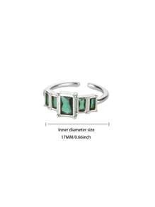 Inele vintage colorate din oțel inoxidabil cu zirconiu cubic, inel deschis anti-decolorare placat cu aur de 18K cu piatră pătrată pentru femei, accesorii pentru bijuterii de nuntă, cadouri de ziua de naștere pentru mama/cea mai bună prietenă