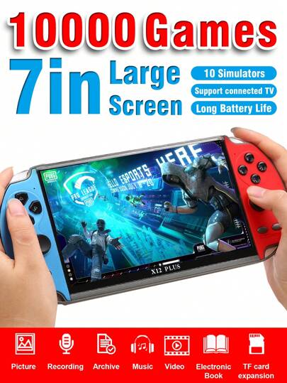 1pc Handheld Game Console, New PSP Fighting Arcade 7-Inch HD Large Screen Built-In 10,000 Retro Classic Games 10 Emulators, Portable Old-Fashioned Russian Game Cube Machine, Multi-Function Game Handle Supports TV Projection/Music/Video/Picture/E-Book/Recording/Archive, Creative Birthday Gift For Boyfriend, Husband And Brother