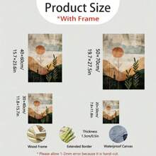 1/3Pcs Framed/Unframed The Sun, The Moon, The Mountains Decorative Paintings, Wall Art Hangings Canvas Posters, Picture Cores, Wall Painting Made Of Pine Wood (Optional Frame)