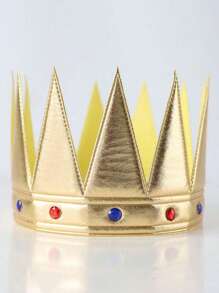 👑 تاج ذهبي للبالغين، قطعة رأس للأمير مرصعة بالراين ، ديكور كيك، تاج لحفلة عيد الميلاد، هدية للأم في عيد الحب، عيد الأم، قطعتان/قطعة