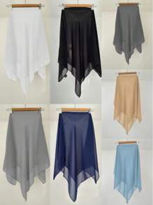 1pc Solid Color Women's Versatile Rectangular Instant Hijab Headscarf, Breathable Comfortable Lightweight High Density Chiffon Knitted Fabric, 175*70cm Chiffon Rectangular Scarf, Undershirt Headscarf, Shawl, Hijab, Suitable For Everyday Wear