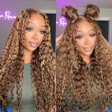 Put On And Go Glueless Wigs P4/27 Human Hair Pre Cut Deep Wave Lace Wigs Human Hair For Beginners 5x5 Closure Wigs For Women Highlight Human Hair Glueless Curly Human Hair Wig - S4/27 - 查看 4