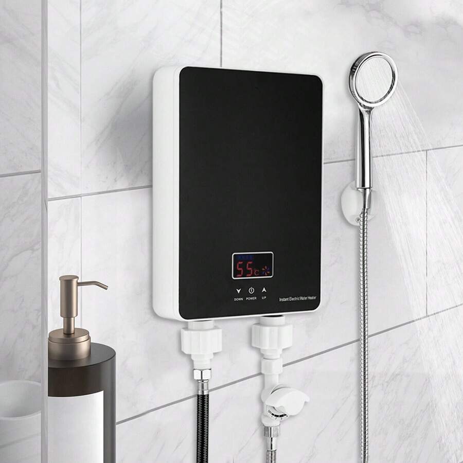 WANLECY 110V Electric Hot Tankless Water Heater Shower Instant Heater Bathroom Kitchen - 黑色 - 查看 1