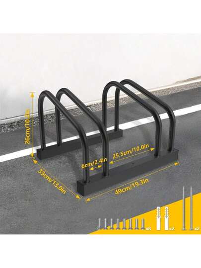 VA-Cerulean Fahrradständer aus Galvanisierter Stahl,Fahrradträger für 2/4/6/8 Fahrräder,Fahrradhalter für 30-65mm Reifenbreite,Aufstellständer für Boden oder Wandmontage,Silber/Schwarz