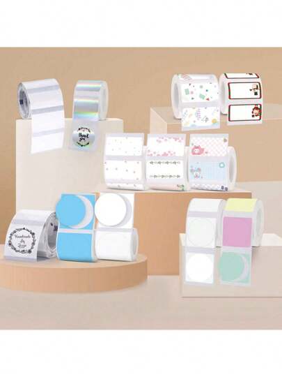 Marklife White And Colorful Thermal Sensitive Label Paper, Round And Square Laser Labels. Suitable For Models Such As M110/M120/P50 Etc. Self-Adhesive Thermal Sensitive Labels, Multipurpose For Names, Food, Clothing, Office, Home