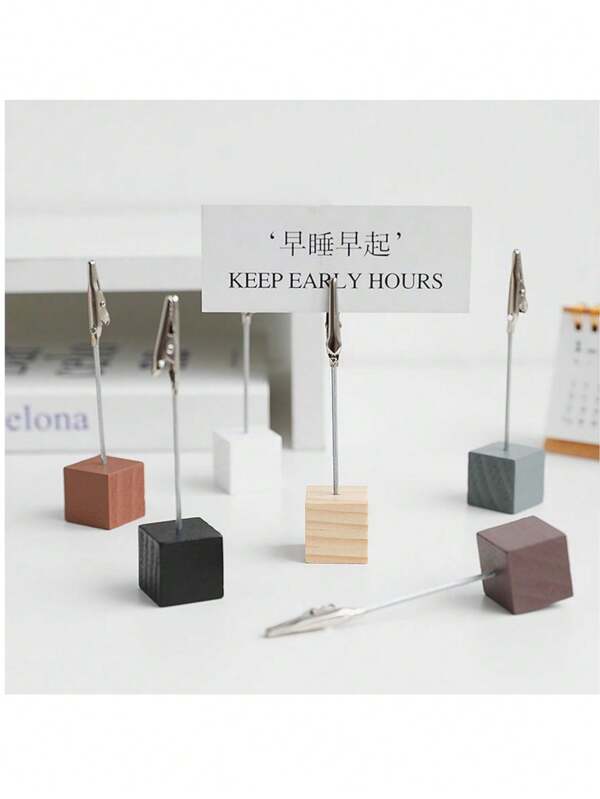 Wooden Note Clip, Vertical Display Stand, Desk Decor, DIY Photo Holder, Retro Base,Back To School,School Supplies