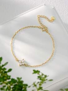 1Pc 925 Sterling Silver Clover Shape Bracelets, Perfect Gifts For Women Daily Wear,Birthday Gifts And Wedding Gifts For Bride