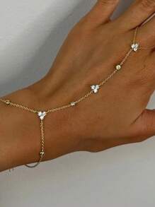 1 Stück Edelstahl Klee Armreif mit Strass für Frauen, Luxus Modeschmuck geeignet für Bankette, Dates, Partys, täglichen Gebrauch