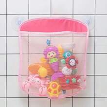 1pc Cute Cartoon Colorful Suction Cup Net Bag, Bathroom Storage Organizer Mesh Hanging Bag For Bathtub, Shower, Dorm