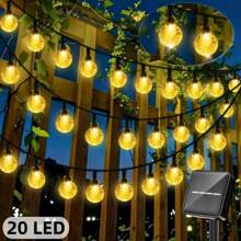 1pc Solar Crystal String Lights - 20/100/200 LED Fairy Lights With 8 Lighting Modes, Button Control Switch, Ideal Decorative Lights For Outdoor Wedding, Patio, Garden, Fence, Christmas And Halloween Parties