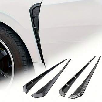 2 件汽车鲨鱼鳃通风口装饰贴纸，可拆卸侧翼车身装饰配件，适合所有车型