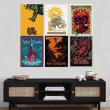 Set Of 1/3/6 Pcs Pop Vintage Wall Arts Posters, Classic Vintage Music Album Covers Posters, Bar, Dormitory, Bathroom, Living Room, Bedroom, Home Decoration Unframed-Style