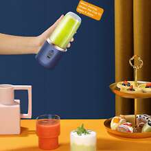便携式冰沙搅拌机，USB充电式电动搅拌机（带饮水杯和盖子），个人奶昔和冰沙搅拌机，冷冻水果和蔬菜，小型冰沙机，个人饮料搅拌机，便携式榨汁机，家用小型搅拌机，旅行 - 彩色 - 查看 8