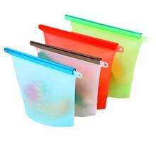 Pack Of 4 Reusable Silicone Food Storage Bags, 1000 Ml, Reusable, Durable, Home Decor, Party & Christmas Storage - 彩色 - 查看 4