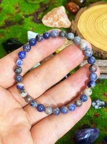 1 Stück/6mm blauer Sodalith Armband Handgemacht mit Elastik für Männer und Frauen, ein Geschenk um Wissen und Kommunikation zu fördern