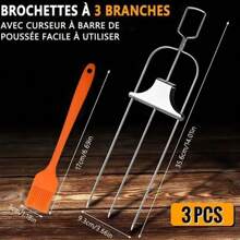Fourchettes à griller - JINZDASU - 35 cm - acier inoxydable - 3 dents - réutilisables