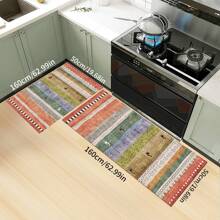 1 pieza Alfombra suave de cocina, Felpudo lavable antideslizante, Alfombra camino, Felpudo, Juego de alfombrillas de baño, sala de estar, lavandería, Alfombra de área, Decorativa apta para cocina, sala de estar, entrada, balcón, decoración del hogar, anti-suciedad, cafetería, bar, fiesta, regalo festivo, Alfombra de piso de dormitorio, Alfombra de baño, Decoración de habitación, Decoración de cocina, Diseño de reno en marco azul y blanco a rayas de fondo colorido