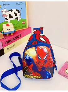 Spider-Man Children's Bag Boys And Girls Fashion Cartoon Coin Purse Crossbody Bag Outdoor Casual Small Backpack Chest Bag For Lipstick, Brush, Skincare, Mobile Phone, Coin, Small Items