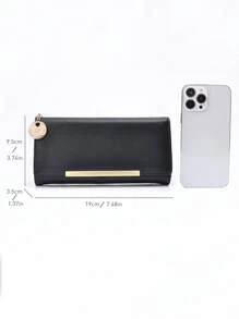 Women's Long Solid Snap Fastener Wallet Super Capacity Clutch Purse Multi-Slot Foldable Wallet Money Wallet Purse Wallet Long Wallet Wallet Keychain Wristlet Wallet