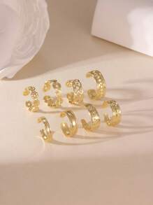 MESTILO 8pcs/Set Minimalist Style Daisy Flowers & Heart Shaped Adjustable Gold Toe Rings, Suitable For Women Daily & Holiday Wear