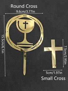 6Pcs(3sets) Cross Cake Topper Gold Acrylic For Baptism, Christening, Communion Cake Decor, Dessert Table Dress Up Supplies, Cake Decor Supplies, Baking Decor Supplies, Party Decor Supplies