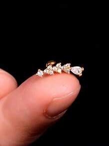 1PC Stainless Steel Cartilage Stud Earrings Crystal CZ Leaf Flower Star Moon Screw Back Earrings Tragus Helix Flat Rook Conch Standard Piercing Jewelry For Women