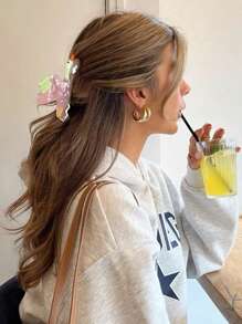 1pc Transparent Geese Fly South Pattern Cartoon Shark Claw Clip Hair Accessory, Versatile For Spring/Summer, New Arrival Women