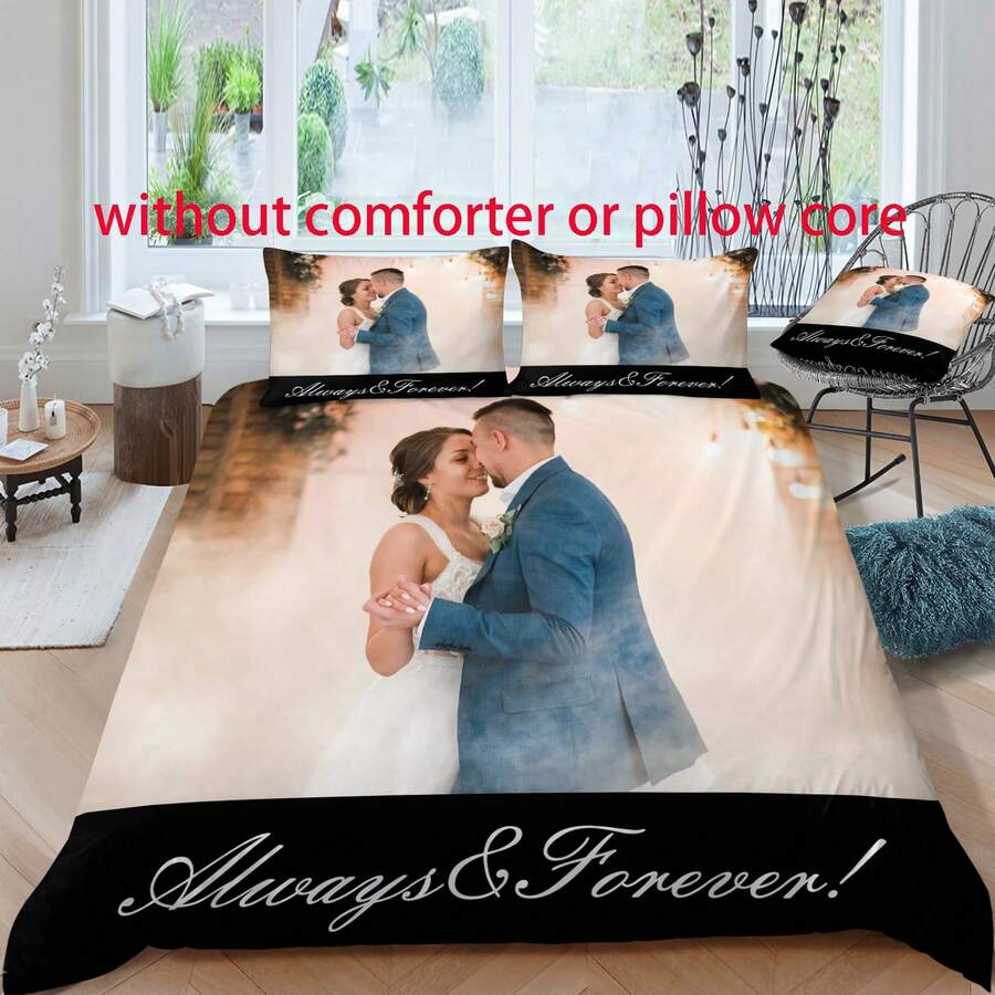 [Personalizado] Juego de ropa de cama con estampado fotográfico Edredón 3D decoración del dormitorio (1 Funda de edredón + 2 Fundas de almohada, sin relleno), regalo personalizado para Navidad, Día de San Valentín, Halloween, Acción de Gracias, Día del maestro, Pascua, Día de la Madre, Día de los Inocentes, Festival, Año Nuevo, Día de la Independencia, Día del Trabajo, Día Internacional de la Mujer, Día de las Enfermeras, Día de San Patricio. Ligero, suave, cómodo, adecuado para cama, sofá, camping, viaje y todas las estaciones.