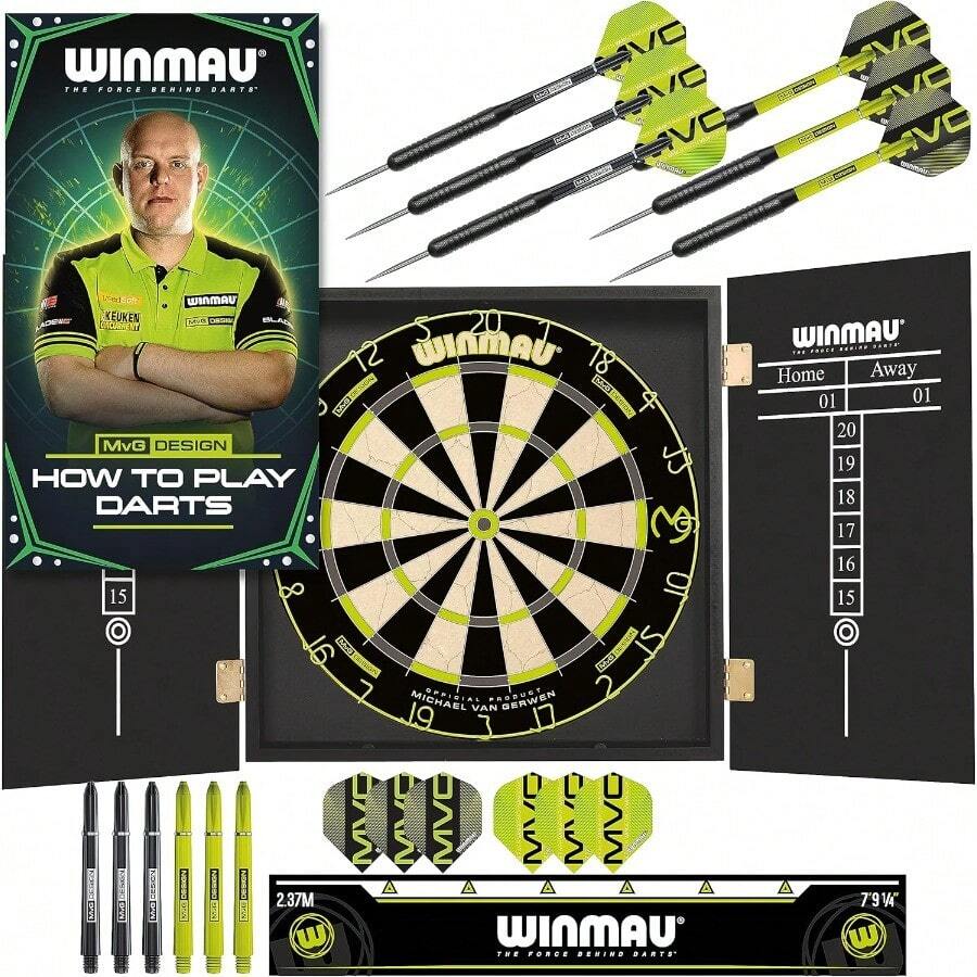 Michael Van Gerwen MvG Sets Available With Dartboa Cabinets Surrounds Darts And Accories - Green - View 1