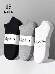 10/15 Paar Herren Socken in Schwarz, Weiß, Grau, atmungsaktiv, feuchtigkeitsableitend, bequem, Bootsocken, unisex, geeignet für den täglichen Gebrauch, Outdoor, Sport, ganzjährig