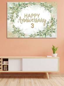 1pc Customizable Anniversary Number Green Leaf Wreath, Wedding Anniversary Party Decor, Photography Background Prop
