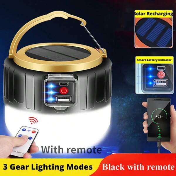 1pc Portable Solar Powered LED Light Bulb, Bright For Outdoor Camping, Night Market, Power Outage Emergency Lighting