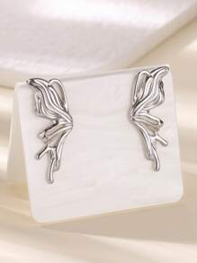 1 Pair Gold Color Butterfly Wings Stud Earrings For Women Stainless Steel Aesthetic Ear 2025 New Fashion Jewelry Gift