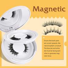 2 Pares de Cílios Magnéticos Olhar Natural, 2 Pares de Cílios Magnéticos Reutilizáveis com Aplicador, Kit de Cílios Magnéticos Sem Cola Necessária, Fáceis de Usar e Remover