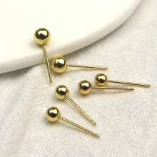 3 Pairs 14K Gold Plated Ball Stud Earrings Set, 3mm, 4mm, And 5mm, Delicate And Hypoallergenic Cartilage Earrings, Suitable For Daily Wear, Parties, And Gifts