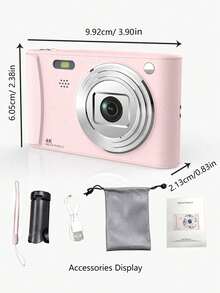 AKKHOO Vintage High Definition Digital Camera, USB 3.0, 4K HD, Portable Travel Photography Camera, Compact And Portable Card Camera - Pink - View 11