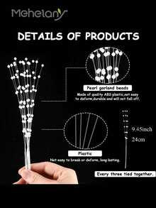 1/10/30/50/100 件迷你人造珍珠花白色珍珠棒珠适用于新娘婚礼珍珠花束派对装饰、DIY 花环新娘婚礼珍珠花束装饰、家居派对装饰工艺品装饰 - 白色 - 查看 3