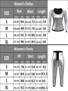 1套2025新款女式户外跑步/健身速干长袖上衣+纽扣长裤，上衣+裤子套装，带纽扣的裤子，减肥桑拿运动服，腰部训练，适合秋冬季，排汗上衣+排汗裤，塑身衣，控制腹部，收腰紧胸衣服，桑拿运动服，桑拿裤，桑拿运动排汗服，女士桑拿套装健身房配件，用于腹部瘦身束腹带，用于腹部瘦身束腹带的腰带