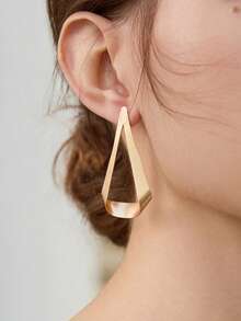 Fashionable Versatile Minimalist Geometric Earrings Winter Gifts - Yellow Gold - View 4