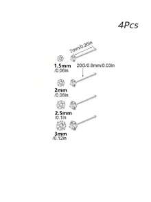 3Pcs 20G 316L Stainless Steel Zirconia Nose Piercing Stud For Women Men, L Shape Nose Ring Nose Screw Nose Piercing Jewelry