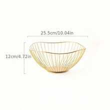 1PC Gold/Black Wire Fruit Basket – Rustproof Mesh Decorative Bowl For Kitchen Counter, Dining Table, Living Room Storage & Modern Home Decor - Multicolor - View 6