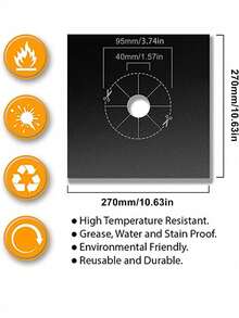 6pcs Reusable Gas Stove Burner Covers - 0.1mm Thick Non-Stick Black Double Layer Lining, Easy To Clean And Stove Cooking. Stove Grate Size: 10.6 Inch X 10.6 Inch - Multicolor - View 4