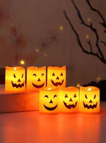6Pcs Halloween Pumpkin Expressions Candles Light,Flameless Tealights Halloween Candles,Mini Horror Party Props, Pumpkin Light Expressions,Suitable,Battery Operated LED Tealights,For Home Party Decor, Party Supplies, Gifts, Bedroom Table Spooky Decor,Autumn Decoration, Day Of The Dead Candle Decoration,Fall Decor ,Halloween Decorations,Christmas Decorations,Halloween Home Decorations