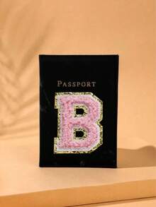 1pc A-Z Letter Travel Passport Holder, PU Material Map Pattern Passport Cover, Pink Color Passport Case, Business Travel Passport WalletFor Travel For Flight Lightweight - Black - View 25