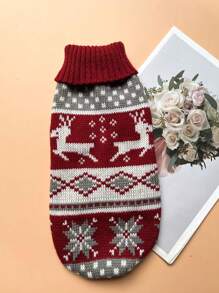 1 pieza Suéter de venado rojo vino apto para gatos y perros, decoración navideña
